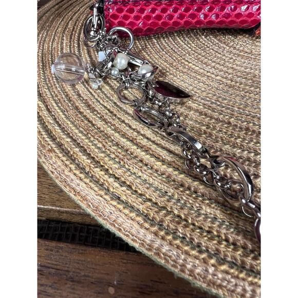 Tosca Blu Shoulder Saddle Bag – Snakeskin Leather Bag, Detachable Jeweled Chain- - Picture 13 of 16